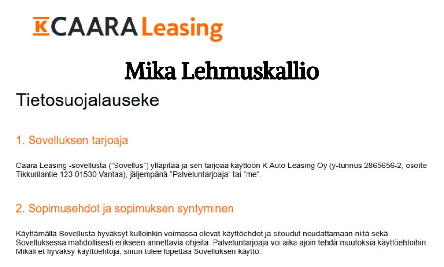 K Caara Leasing